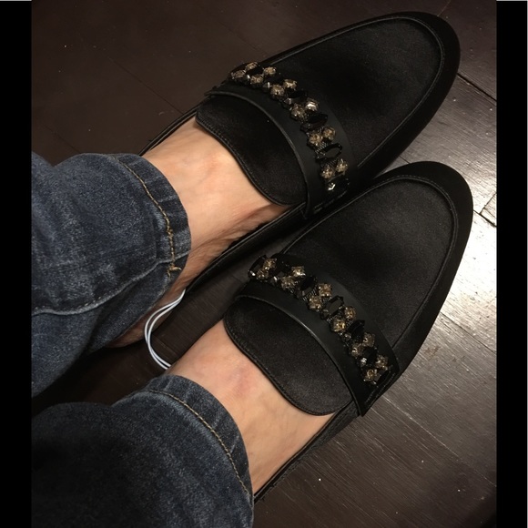 Black With Gemstones Loafers / Mules Brand New-B7 - Picture 4 of 8